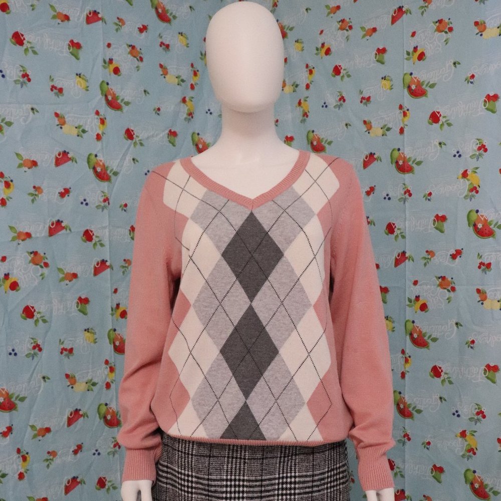 Pink, plaid knit St. John's Bay sweater